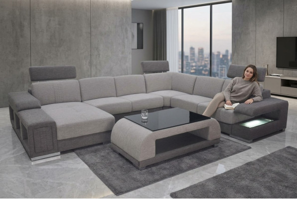 Canapé d'angle Eck Moderne XXL Canapé Salon textile Suite en forme de U B2015 Tissu