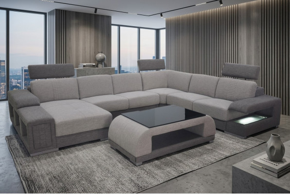 Canapé d'angle Eck Moderne XXL Canapé Salon textile Suite en forme de U B2015 Tissu