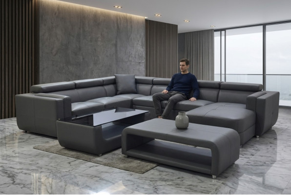 Conception Sellerie Cuir Siège Angle Sofa Sellerie Coin Paysage de Vie