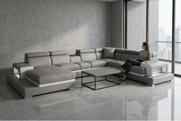 Conception cuir garniture siège salle de séjour canapé canapés d'angle canapé designer suite XXL