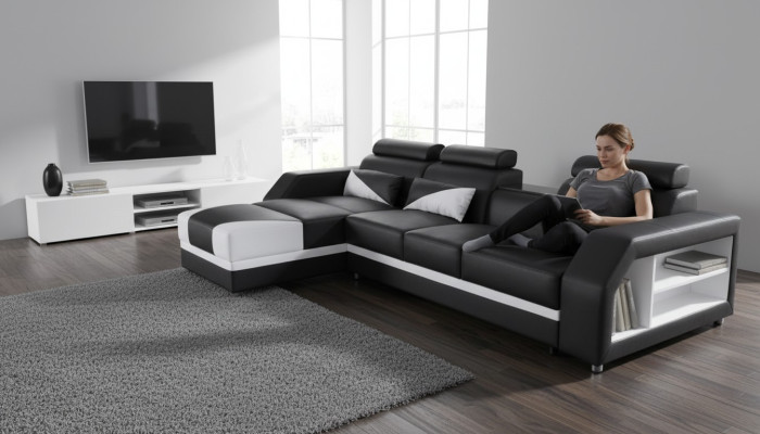 Design Cuir Rembourré Siège Coin Salle Salon Canapé Canapé Suite Designer