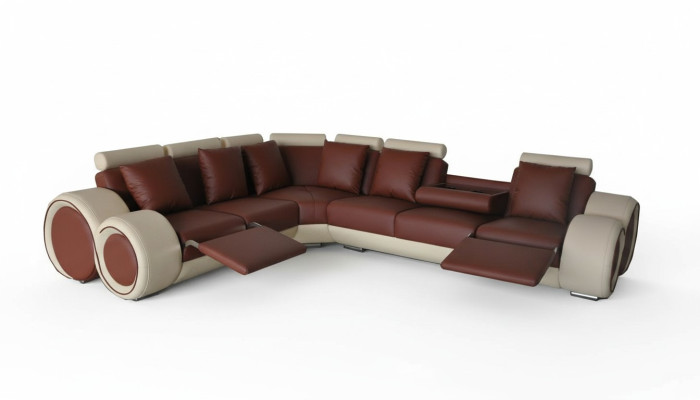 Design revêtement en cuir XXL Place Salle Canapé Canapé Ensemble coin designer