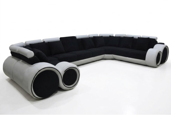 Coin Moderne en Cuir XXL Canapé Living Landscape Canapé en Cuir Canapé en U-forme A1163 +