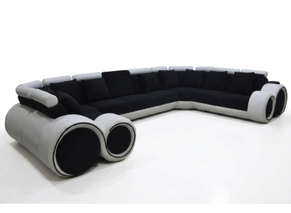 Coin Moderne en Cuir XXL Canapé Living Landscape Canapé en Cuir Canapé en U-forme A1163 +