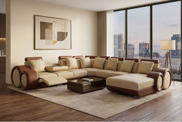 Coin canapé canapé en cuir coin suite coin paysage ameublement décoration design vivant