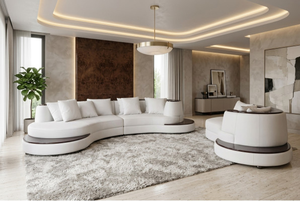 Luxuriöses Wohnlandschafts-Eck-Ledersofa in XXL-Größe.