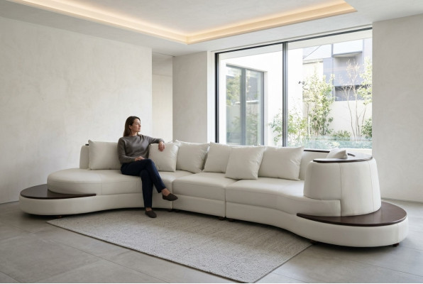 Salon en cuir d'angle de luxe XXL Canapé grand U-shape Corner