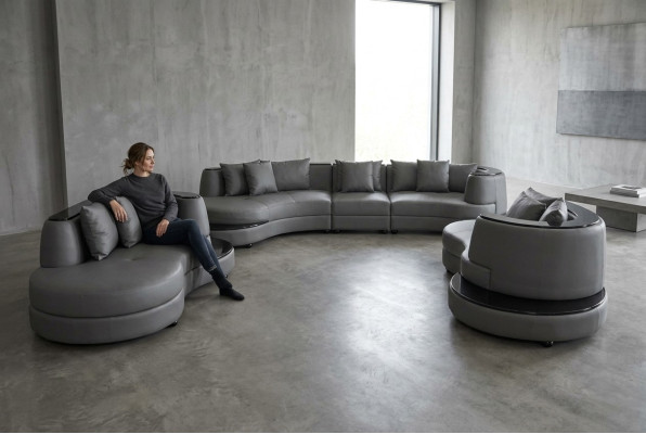 Luxus Wohn-Eckleder-Deko-Suite Landschaftspolsterung Ecke XXL Big Sofa