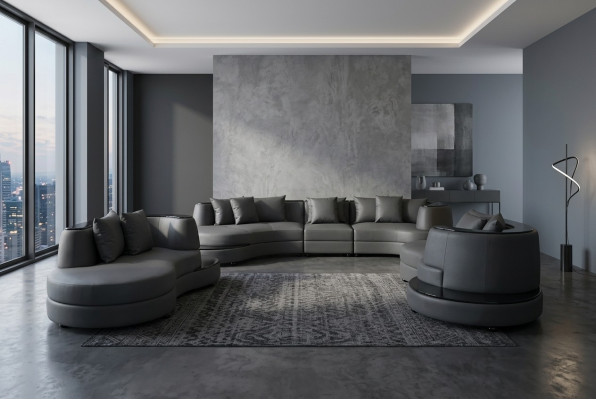 Luxus Wohn-Eckleder-Deko-Suite Landschaftspolsterung Ecke XXL Big Sofa