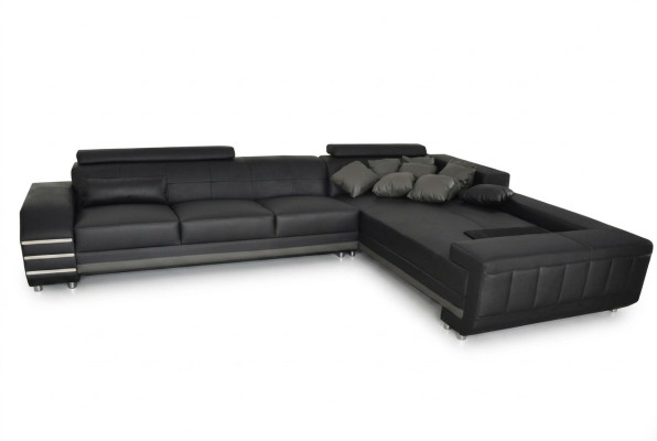 Canapé d'angle en cuir, tissu de canapé rembourré et suite de sièges, design de paysage vivant XXL