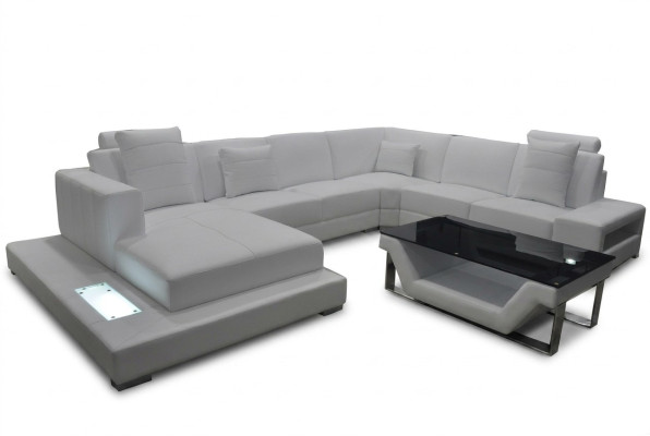 Canapé d'angle en cuir canapé Rembourrage Coin Siège Suite Salon Design XXL en forme de U