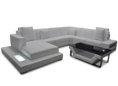 Canapé d'angle en cuir canapé Rembourrage Coin Siège Suite Salon Design XXL en forme de U