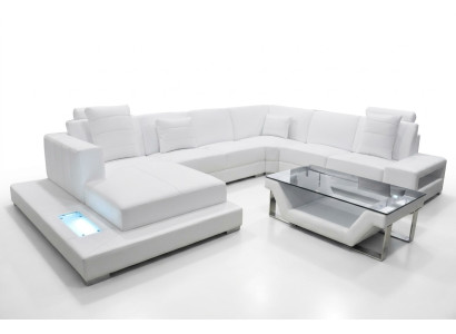 Canapé d'angle en cuir Capitonnée Coin Siège Suite en forme de U Design de paysage de vie