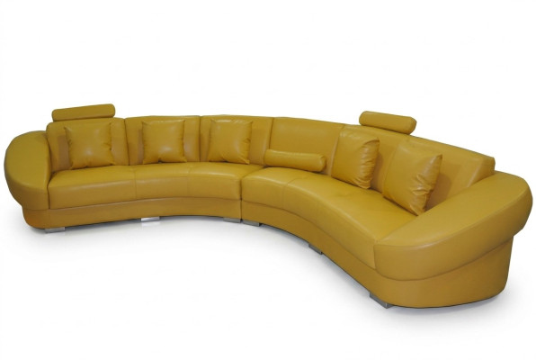 Canapé d'angle rond Upholstery XXL Grand canapé rond Paysage de vie en forme de U jaune nouveau