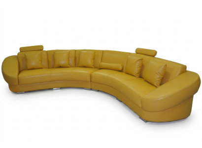 Canapé d'angle rond Upholstery XXL Grand canapé rond Paysage de vie en forme de U jaune nouveau