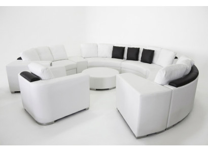 Canapé d'angle rond XXL Grand canapé rond Paysage de vie en U Forme ronde Rembourrage neuf