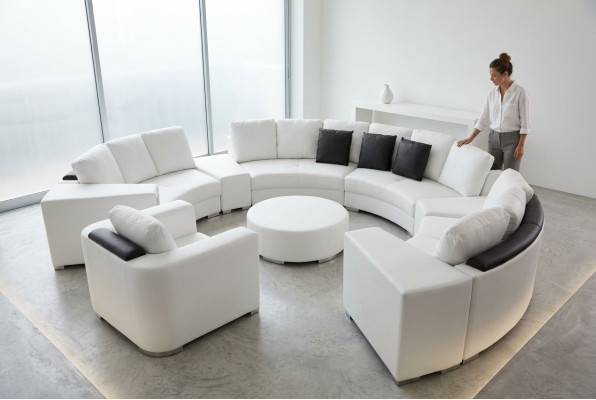 Canapé d'angle rond Canapé XXL Canapés ronds Paysage de vie Chaise Pouf
