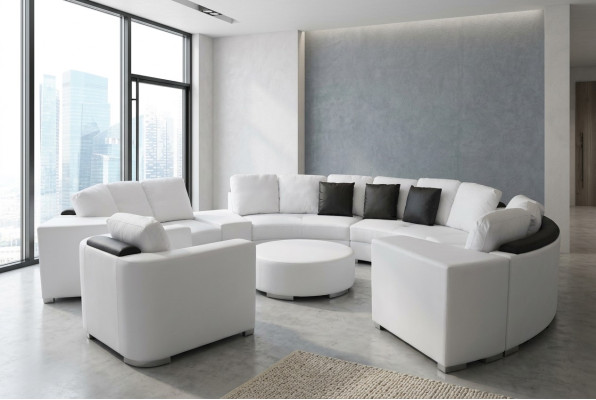 Canapé d'angle rond Canapé XXL Canapés ronds Paysage de vie Chaise Pouf