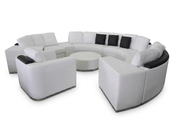Canapé d'angle rond Canapé XXL Canapés ronds Paysage de vie Chaise Pouf
