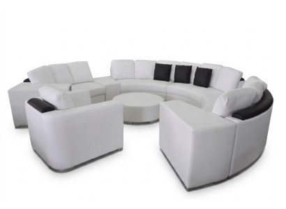 Canapé d'angle rond Canapé XXL Canapés ronds Paysage de vie Chaise Pouf