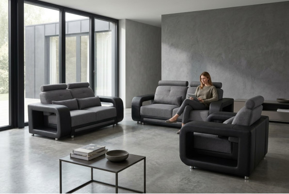 Ensemble de canapés Suite Canapé Tissu Siège Design Complet Ensemble Cuir Tissu Neuf