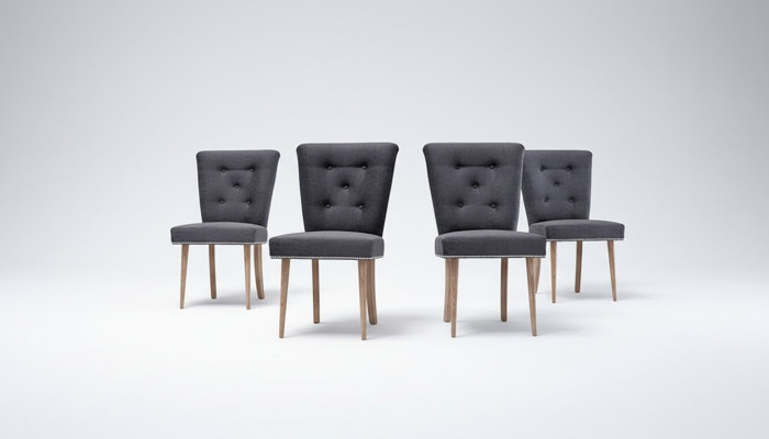Groupe de 6 fauteuils Chesterfield en tissu pour le siège