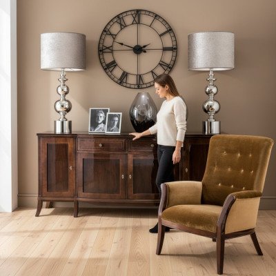 Buffet XXL Commode Commode armoire Salle de séjour Armoire Étagère en bois Style antique Design