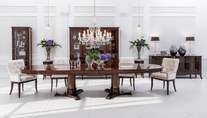 Classique r Table baroque de style ancien brillant avec 4 chaises Ensemble de chaises Suite