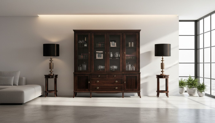 Armoire murale buffet en bois de style baroque de haute qualité en bois noble.