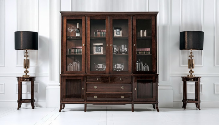 Armoire murale buffet en bois de style baroque de haute qualité en bois noble.
