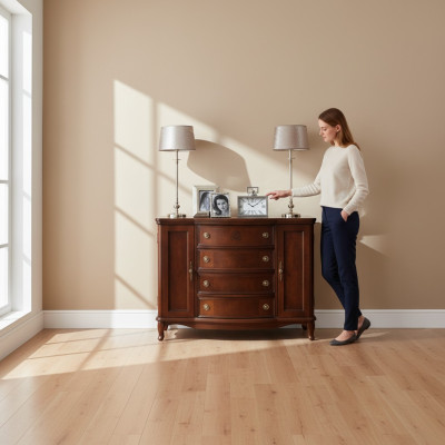 Miroir + Commode Armoire Commodes Bahut Ensemble de chambre en bois de style ancien neuf