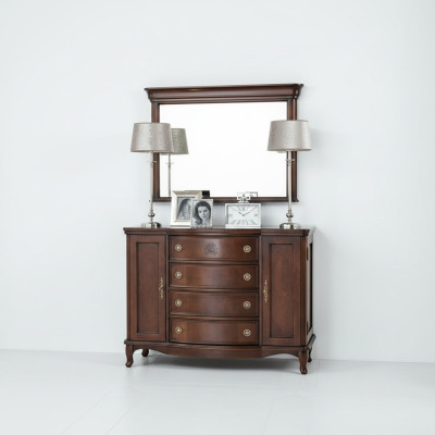 Miroir + Commode Armoire Commodes Bahut Ensemble de chambre en bois de style ancien neuf