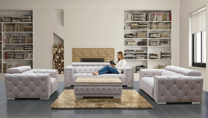 Canapé ensemble garniture rembourrage cuir design Chesterfield ensemble de canapé 3+2 sièges neuf