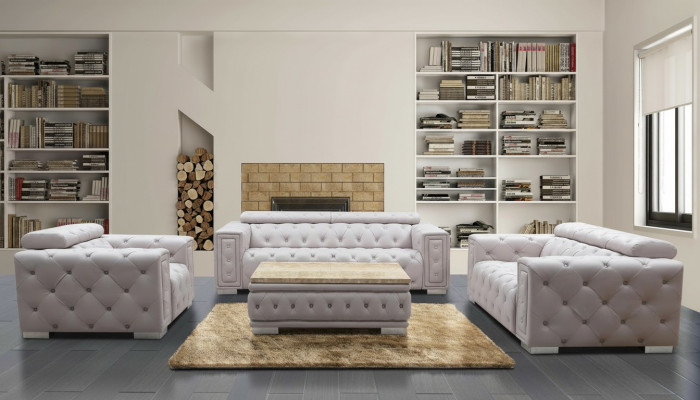 Canapé ensemble garniture rembourrage cuir design Chesterfield ensemble de canapé 3+2 sièges neuf