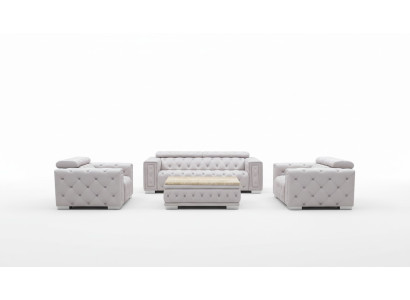Canapé ensemble garniture rembourrage cuir design Chesterfield ensemble de canapé 3+2 sièges neuf