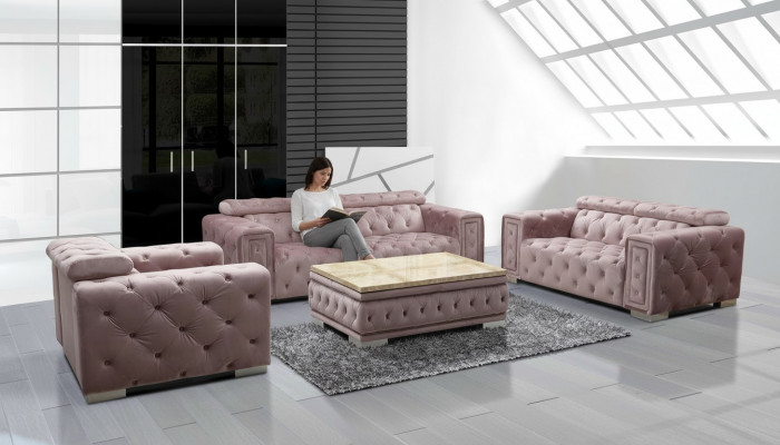 Ensemble de canapé garniture rembourrée design Chesterfield ensemble de sofas 3+2+1 9914 textile