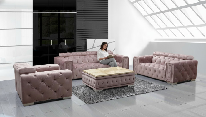 Ensemble de canapé design Chesterfield, Ensemble de canapé rembourré 3+3 9914 en velours