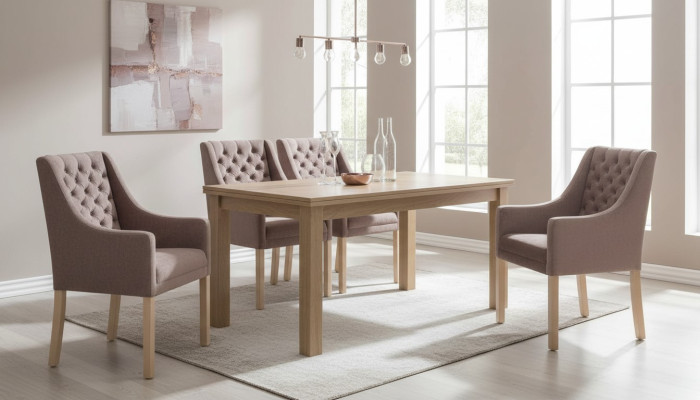 Chesterfield Chair Set Design Lehn Upholstery Suite Armchair Group 4x new Chairs  Ensemble de chaises Chesterfield Design Lehn Suite Fauteuil Groupe de 4 nouvelles chaises