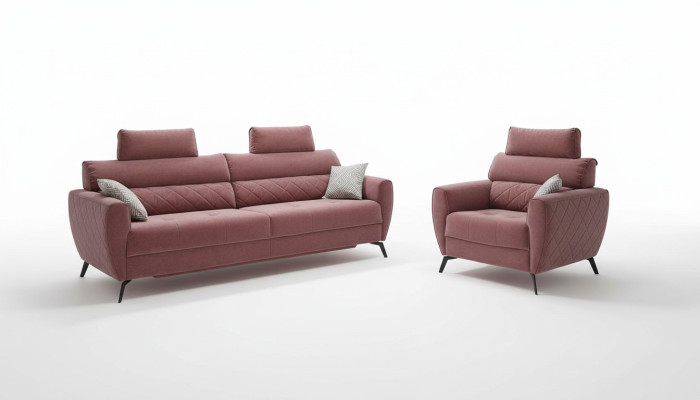 Canapé en cuir 2 + 1 + 1, ensemble de canapés en similicuir suite