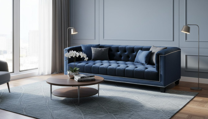 Meuble élégant Canapé Chesterfield Rembourrage Canapé Canapés Trois places Velours