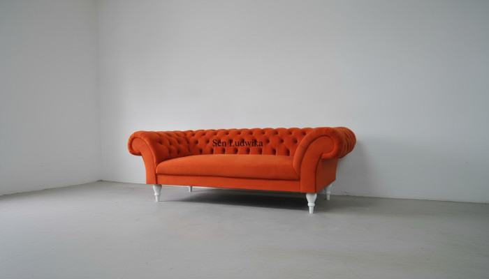 Tissu Design Canapé Tissu Canapés Textile Moderne Canapé Chesterfield 3 Places Orange