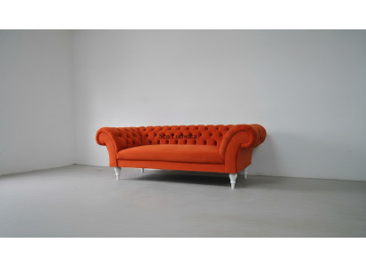 Tissu Design Canapé Tissu Canapés Textile Moderne Canapé Chesterfield 3 Places Orange