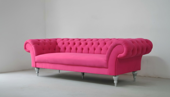 Conception de tissu Canapé Rembourrage Canapés Textile Canapé Moderne Chesterfield 3 Places Rose