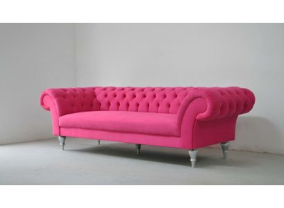 Conception de tissu Canapé Rembourrage Canapés Textile Canapé Moderne Chesterfield 3 Places Rose
