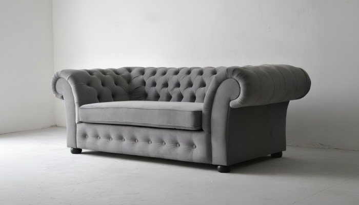 Canapé 3 places Tissu Canapé Rembourrage Canapés Textile Moderne Chesterfield Gris