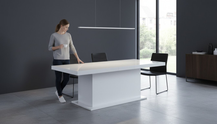 Table à manger moderne Table à manger Tables Tables Blanc Moderne Extensible XXL