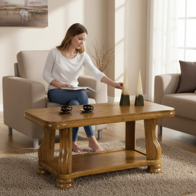Handwerkskunst Echtholz Sofatische Klassischer Wohnzimmertisch Couchtisch