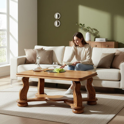 Table en bois massif Classique r Table basse Canapé Tables d'appoint en bois Artisanat.