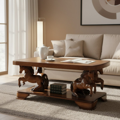 Artisanat en bois de cheval  Table 137cm Canapé Classique de Table Canapé Côté