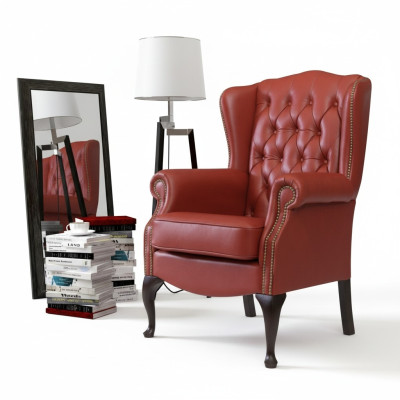 Fauteuil à ailes Fauteuil Club Fauteuil télé Fauteuil Chesterfield Canapé rembourré 1 place Relax